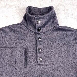 H2H Henley Pullover‎ Men's XL Charcoal Heather Thick Button High Neck Sweatshirt